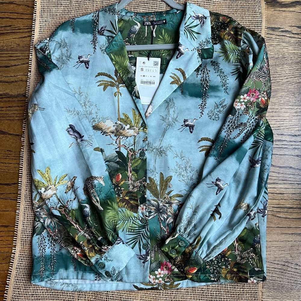 Zara Print Button Down Shirt